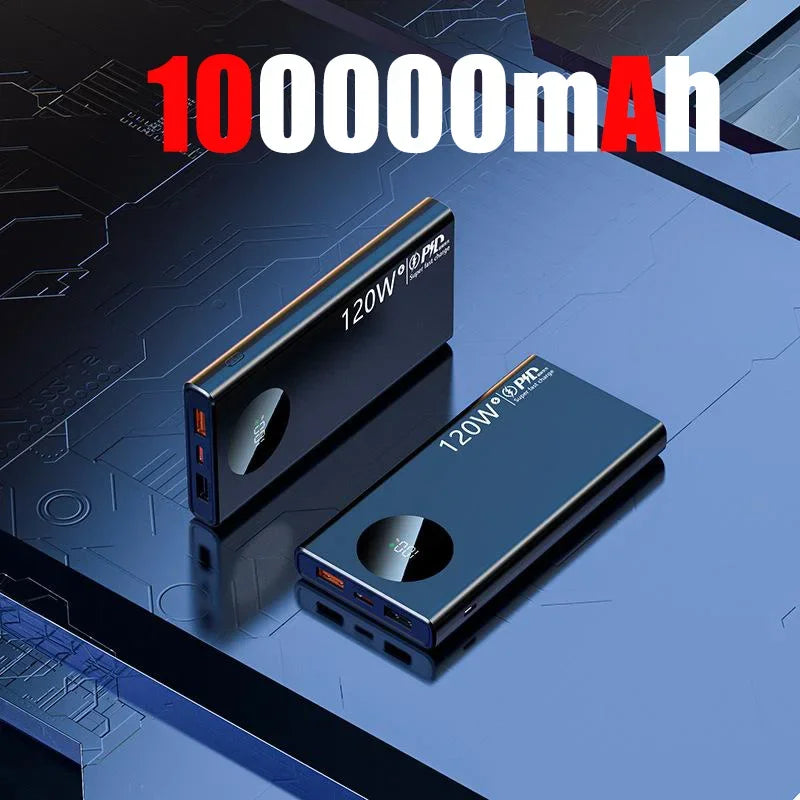 Lenovo 120W 500000mAh High Capacity Power Bank Fast Charging Powerbank Digital Display Portable Battery Charger For iPhone VIVO