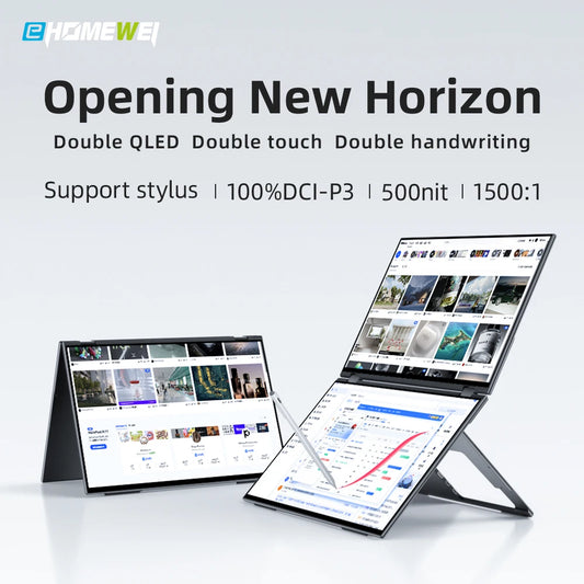 EHOMEWEI Dual Screen Portable Monitor X Series Drive-free Phone-touch FHD 2K 15.6“ 16“ For Laptop Windows Macbook