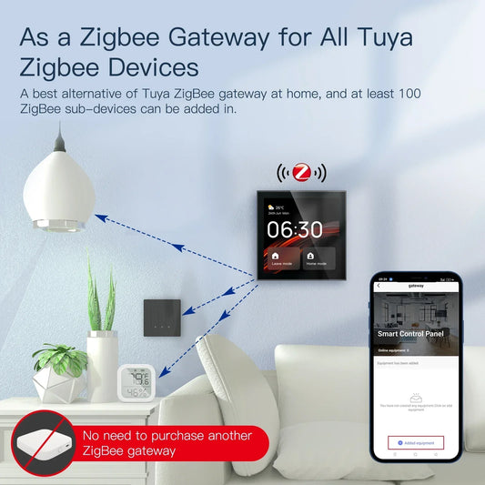 MOES Wifi Touch Center Control Panel,Tuya Screen, Bulid in Alexa Voice Control & ZigBee Gateway For Smart Scenes 4 Inches