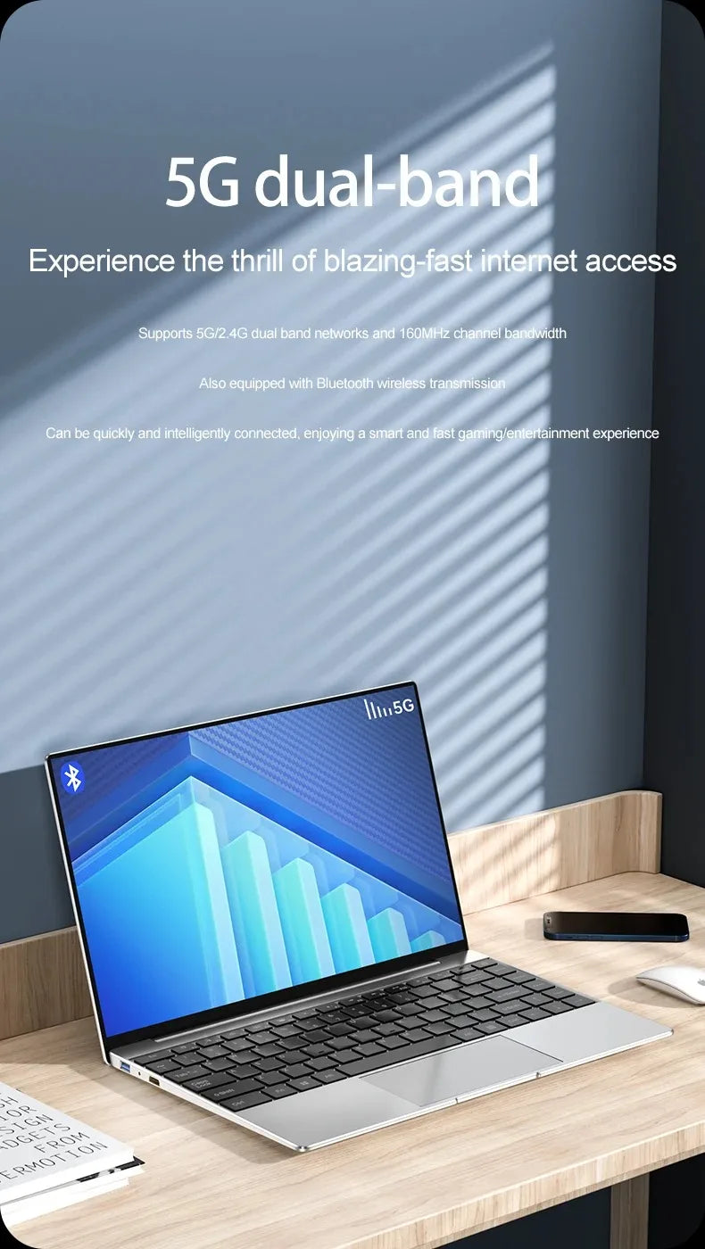 New Ultra Slim Laptop 14.1" 16GB RAM 2TB SSD Intel N3700 Gaming PC 1920*1080 Display Office Study Computer PC Windows 11 Pro
