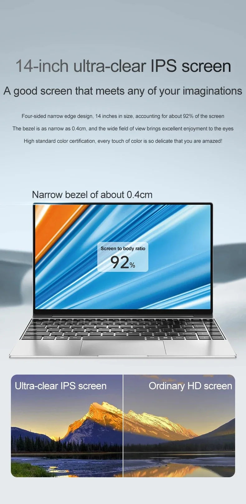 New Ultra Slim Laptop 14.1" 16GB RAM 2TB SSD Intel N3700 Gaming PC 1920*1080 Display Office Study Computer PC Windows 11 Pro