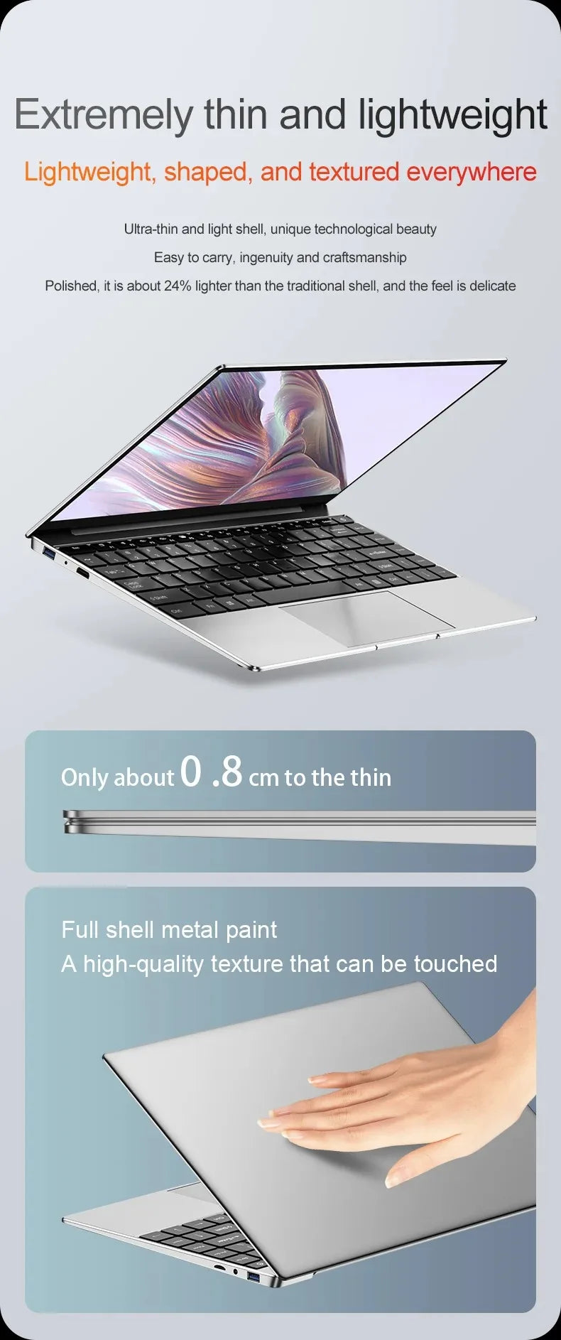 New Ultra Slim Laptop 14.1" 16GB RAM 2TB SSD Intel N3700 Gaming PC 1920*1080 Display Office Study Computer PC Windows 11 Pro