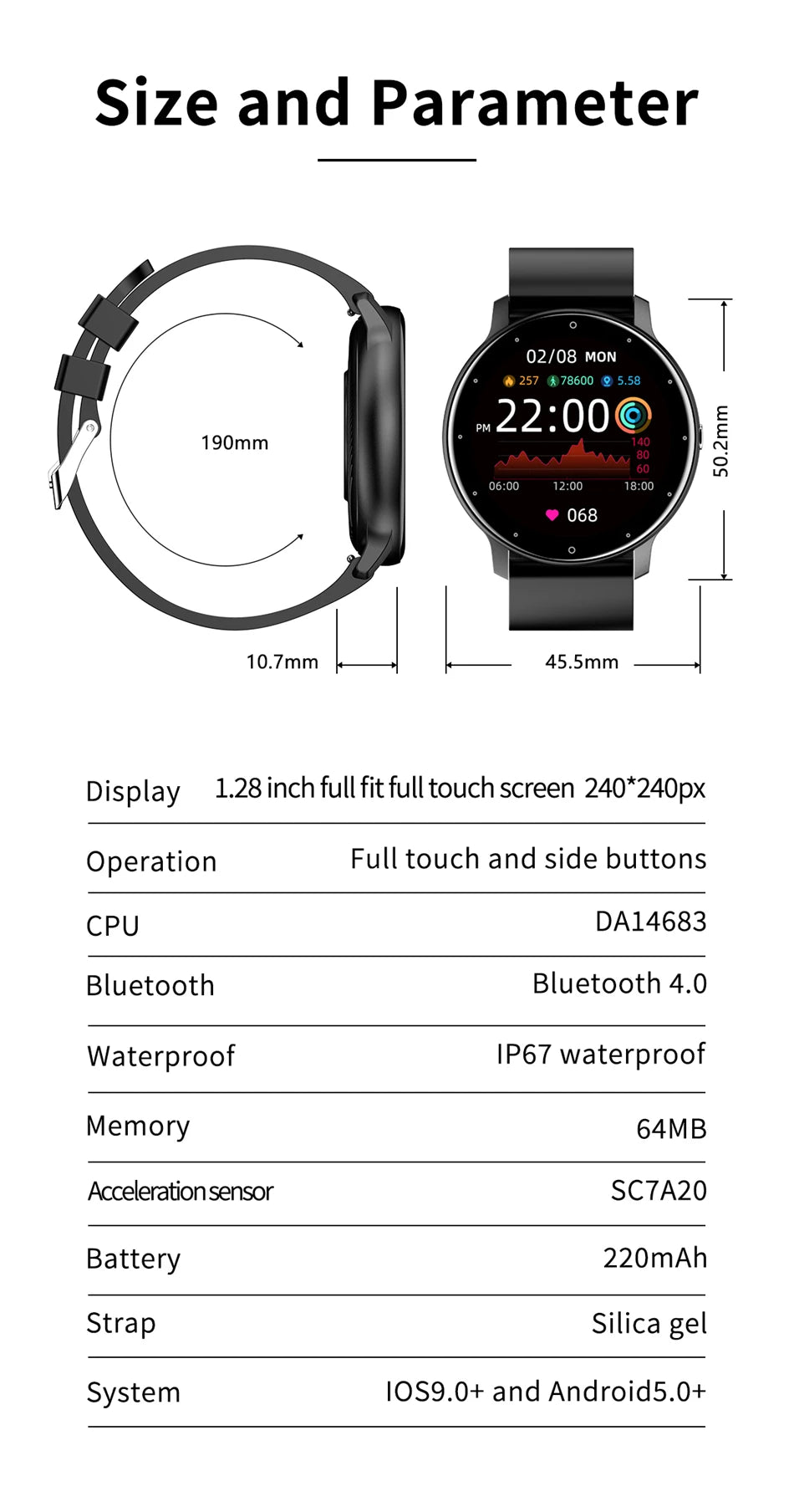 ZL02 Men Smart Watch Full Touch Screen Fitness Tracker IP68 Waterproof Sport Smartwatch BT Call Wrist Watches for Men Women 2026