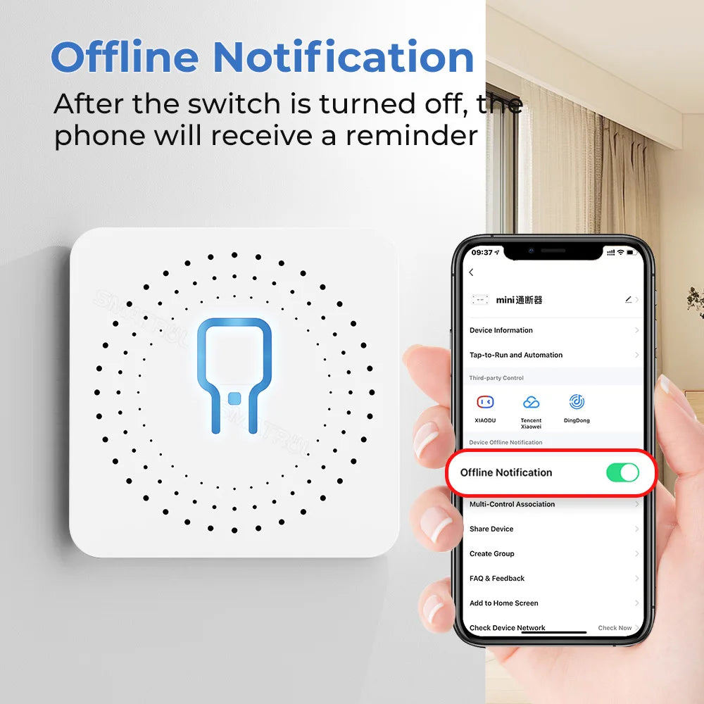 16A Tuya WiFi Smart Switch 2-way Control with Energy Monitor Switch Mini Smart Breaker Smart Life Control  Alexa Via Google Home
