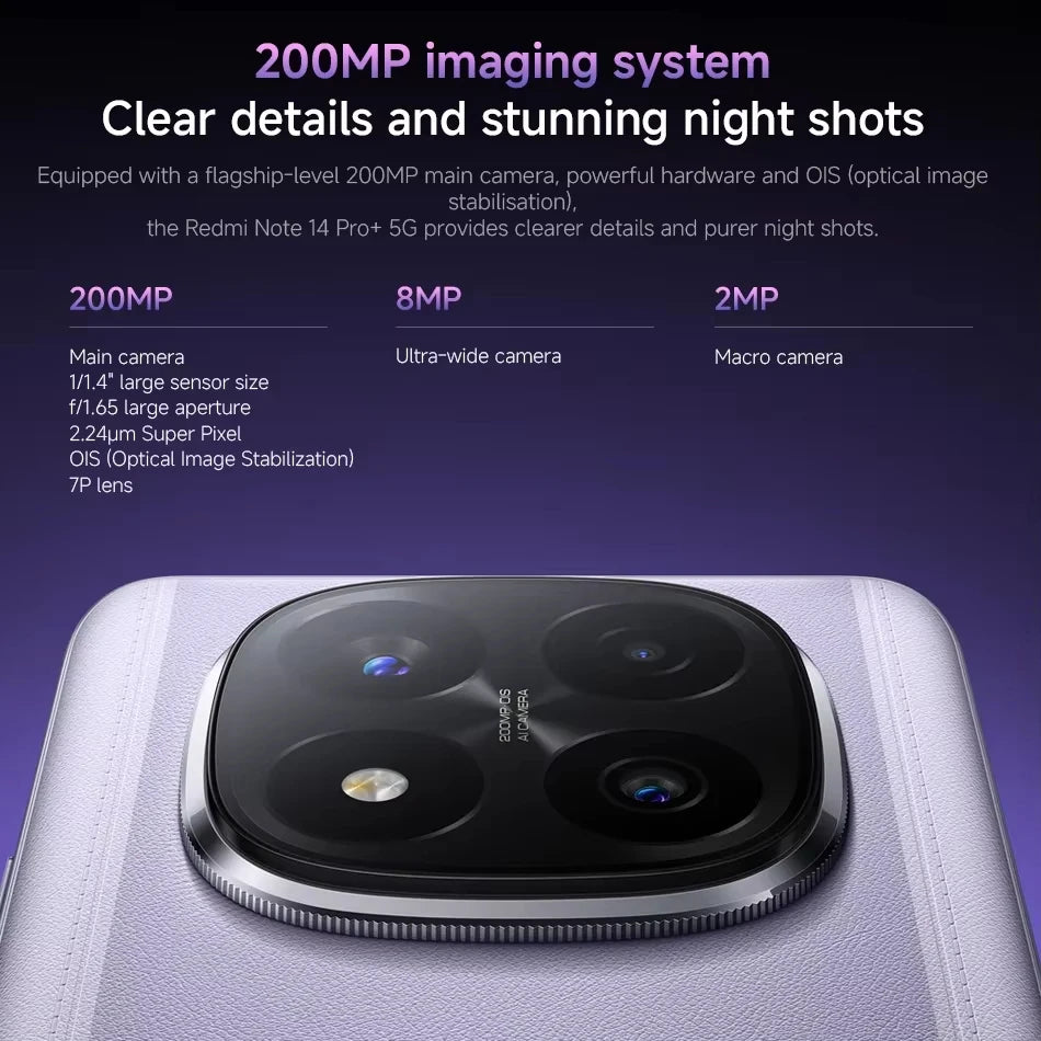 Xiaomi Redmi Note 14 Pro+ 5G 6.7" AMOLED 200MP Camera 120Hz Snapdragon 7s Gen 3 Global Version
