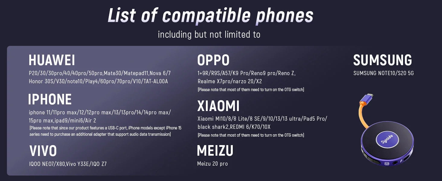 Synido Live Dock A10/A20 Audio Adapter with USB-C Music Recording Portable Audio Interface for iPhone Android Phones PC computer