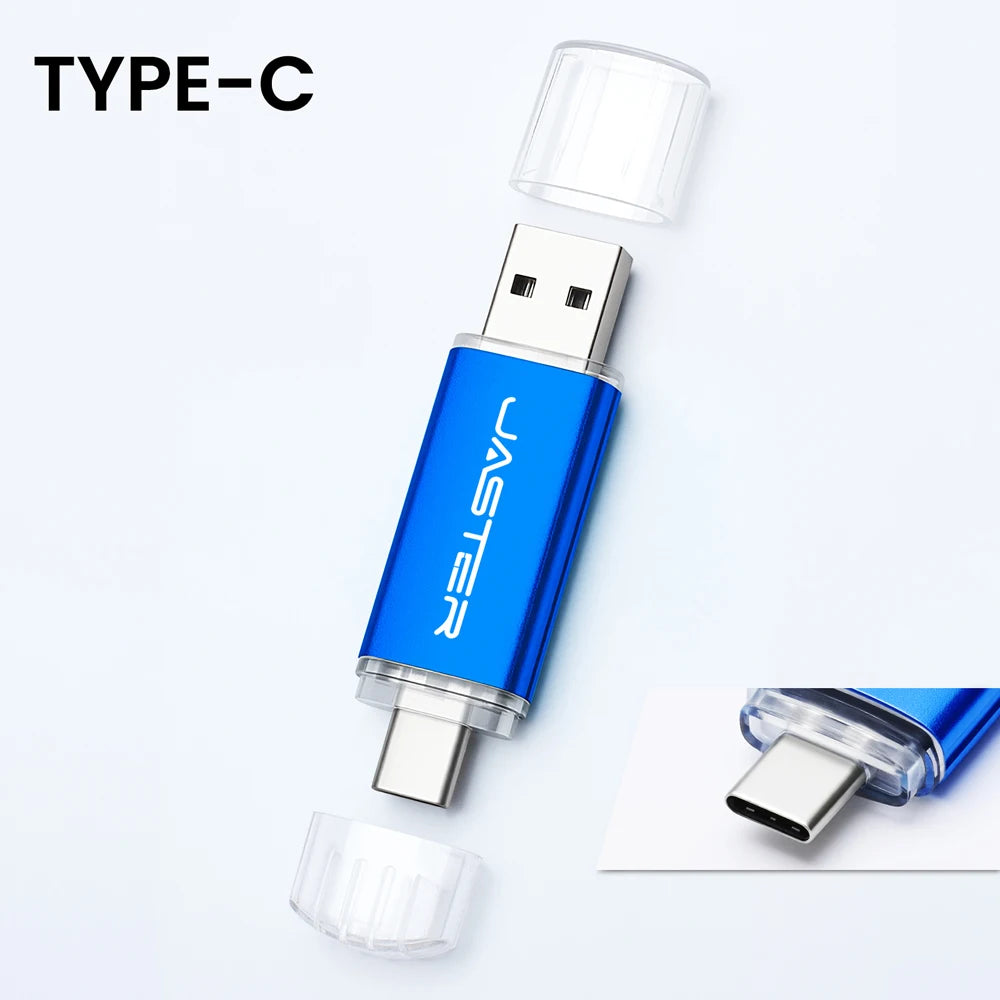 High speed TYPE C 2in1 USB flash drive 128GB 64GB 32GB metal Pen drive smart phone Car TV USB stick 4GB 8GB 16GB Creative gift