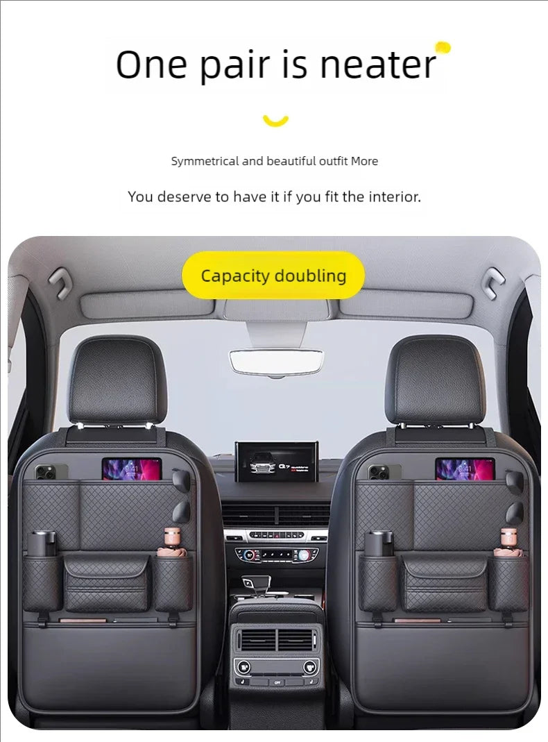 Multi-functional Car Seat Back Organizer High-Capacity Multi-Pocket Backseat Storage Bag Wear-Resistant Anti Kick Mat