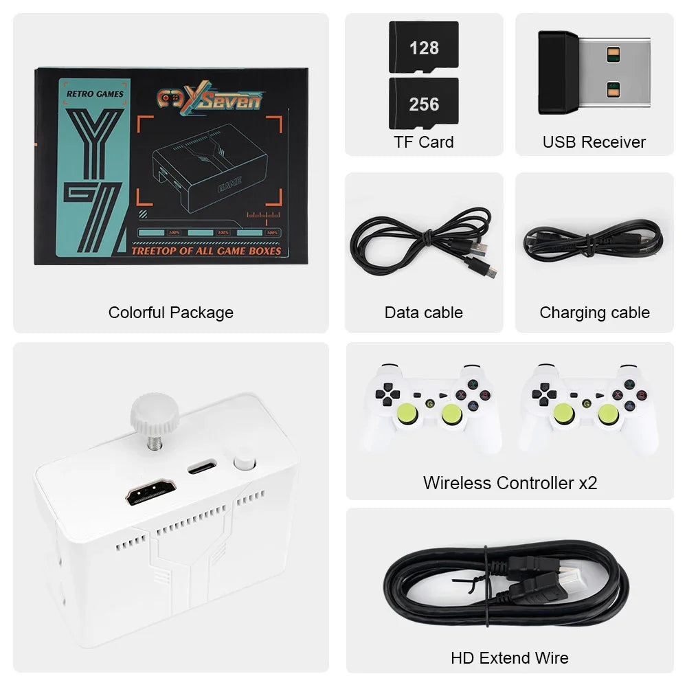 Y7 Video Game Console Linux System 64G/128G/256G Built 12000 Games Rechargeable Wireless Handle Video TV Game Stick Plug & Play