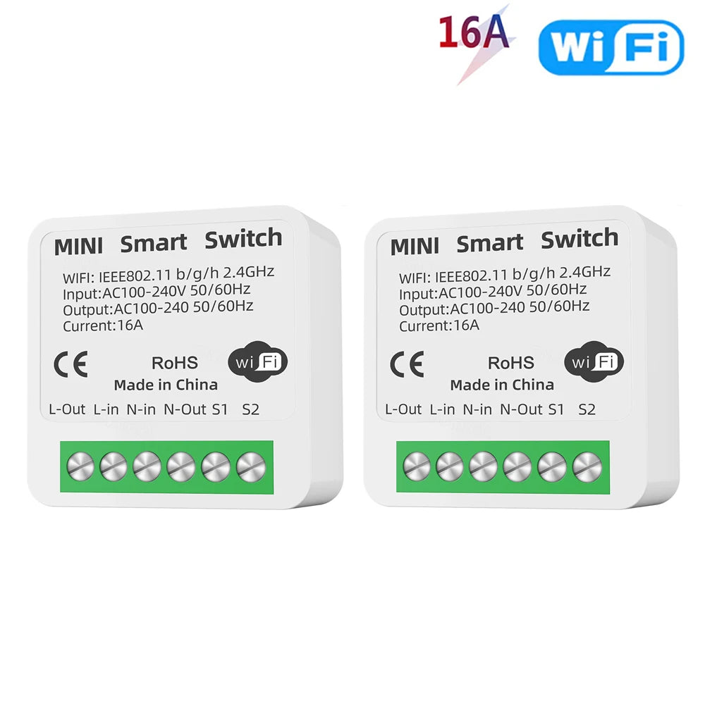 16A Tuya WiFi Smart Switch 2-way Control with Energy Monitor Switch Mini Smart Breaker Smart Life Control  Alexa Via Google Home
