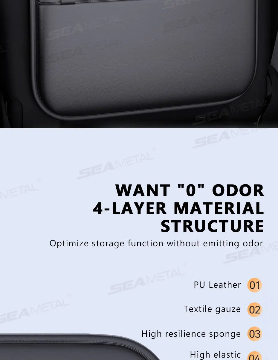 SEAMETAL 6-Pocket Car Seat Back Storage Bag Wear-Resistant Car Backseat Organizer Tissue/Cup Holder Waterproof Anti-Kick Pad