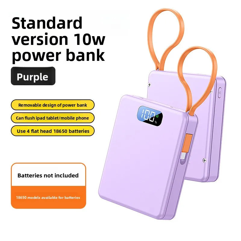 4*18650 Power Bank Cases 10W Battery Holder Portable 22.5W Type C Fast Charging Shell for iPhone Xiaomi With Charging Cable