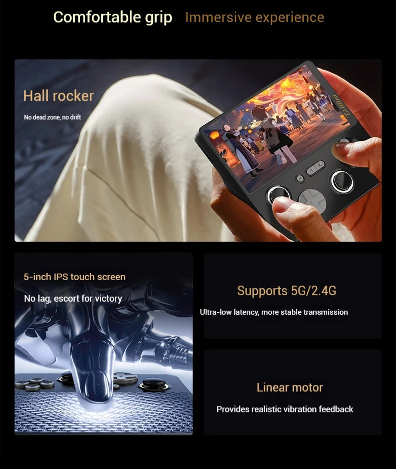 GAMEMT E5 Ultra Gaming Console Hall-Effect Joystick Handheld 5" 1280*720 60Hz IPS Touch Screen 5000mAh Portable Android Consoles