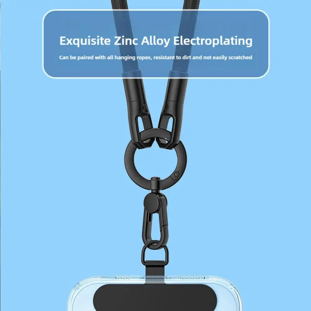 Metal Phone Lanyard Gasket Patch Rotatable Metal Buckle Hanging   Steel Clip Card Cord Tab Mobile Phone Accessories
