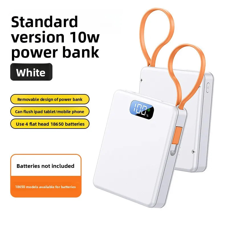 4*18650 Power Bank Cases 10W Battery Holder Portable 22.5W Type C Fast Charging Shell for iPhone Xiaomi With Charging Cable