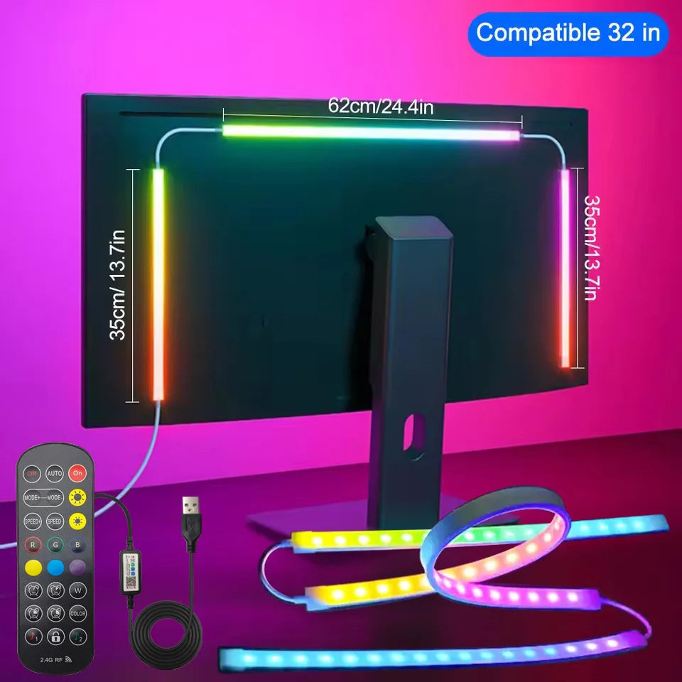 PC Backlight Computer Screen Light Strip Monitor RGBIC LED Lights Ambient Lighting Music Sycn LED Backlight Game Room Decor