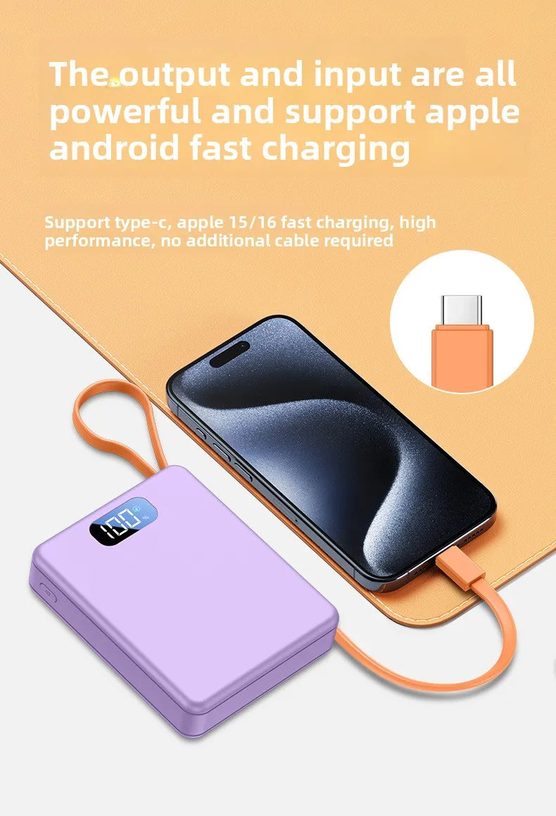 4*18650 Power Bank Cases 10W Battery Holder Portable 22.5W Type C Fast Charging Shell for iPhone Xiaomi With Charging Cable