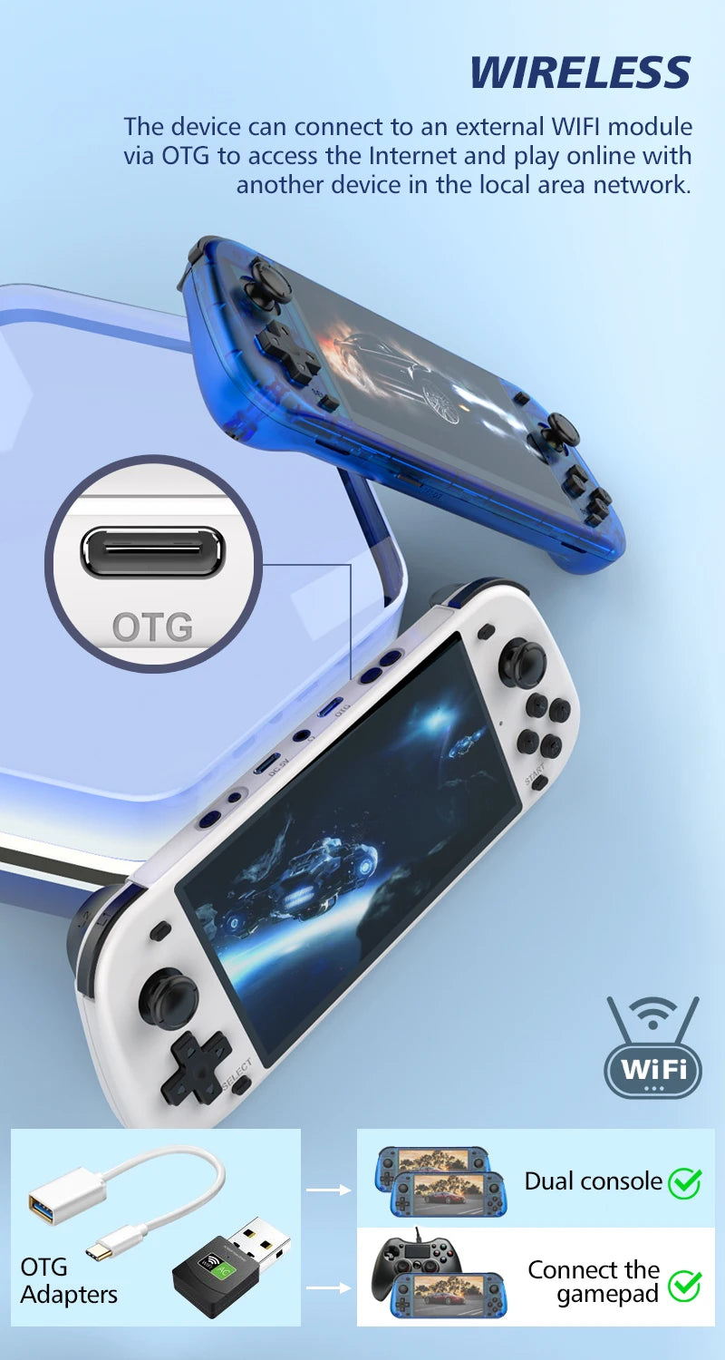 5.1inch Game Console R50S 128G IPS Screen Video Game Consoles Wifi Two-player Online Gaming Pocket R36S Upgraded Consolas