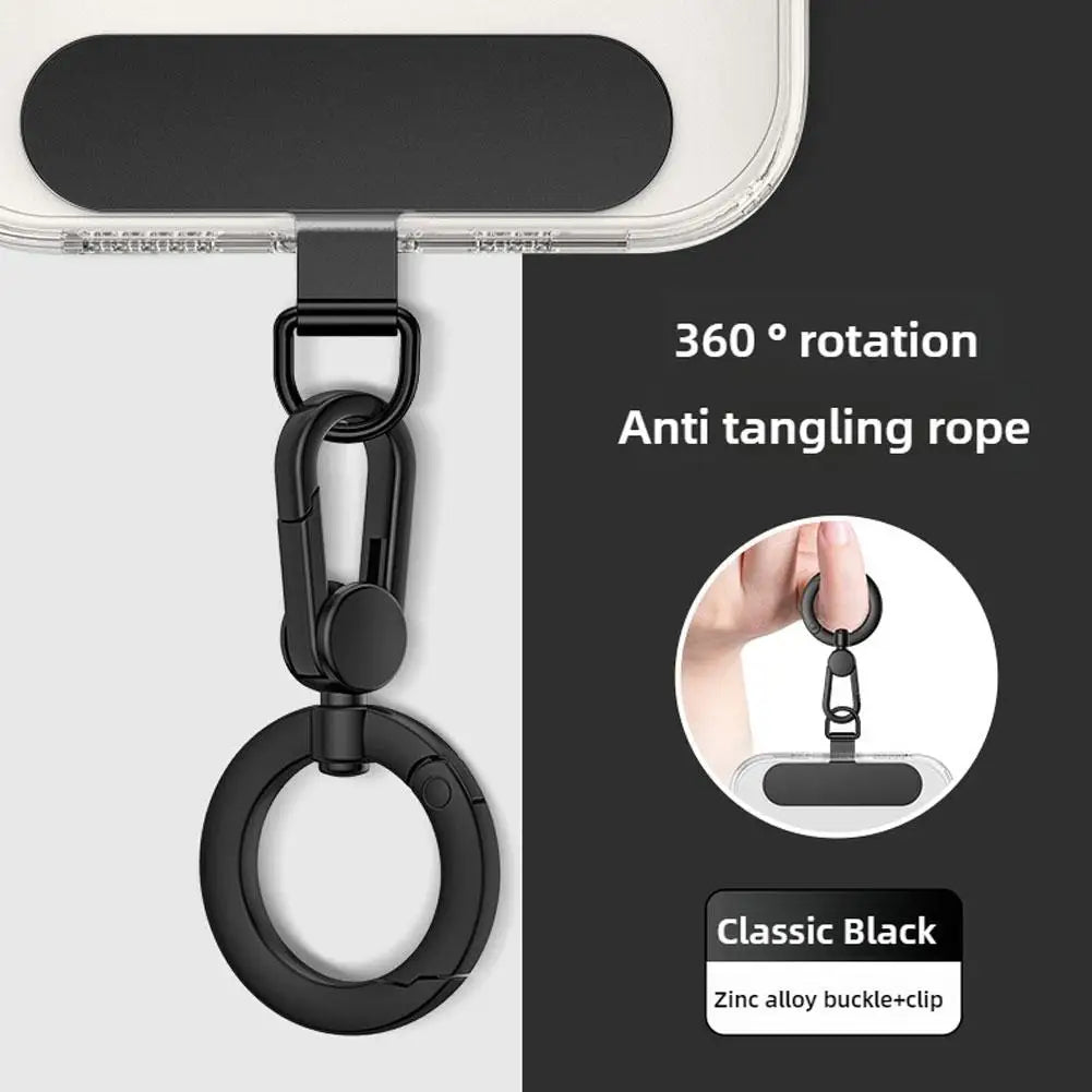 Metal Phone Lanyard Gasket Patch Rotatable Metal Buckle Hanging   Steel Clip Card Cord Tab Mobile Phone Accessories