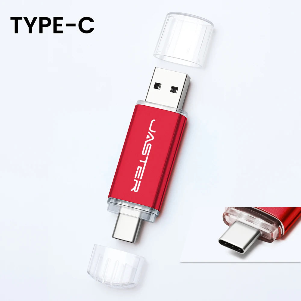 High speed TYPE C 2in1 USB flash drive 128GB 64GB 32GB metal Pen drive smart phone Car TV USB stick 4GB 8GB 16GB Creative gift
