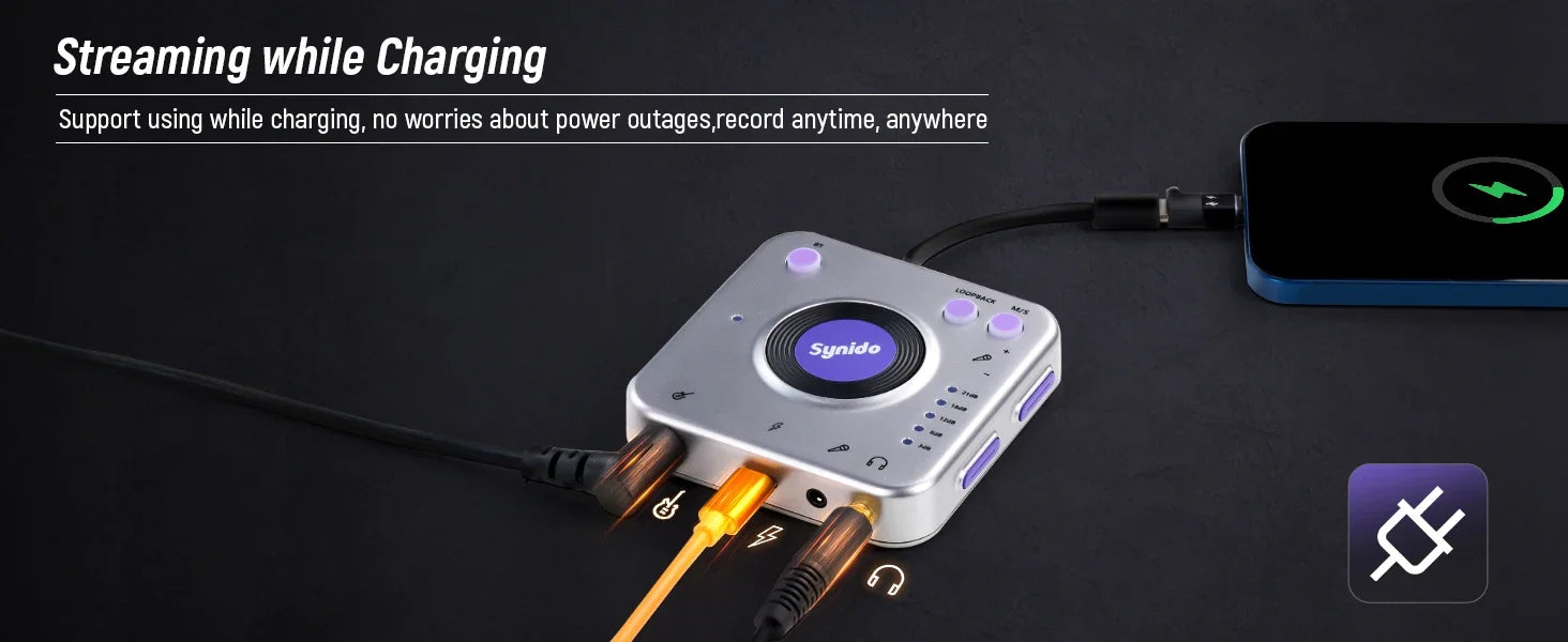 Synido Live Dock A10/A20 Audio Adapter with USB-C Music Recording Portable Audio Interface for iPhone Android Phones PC computer