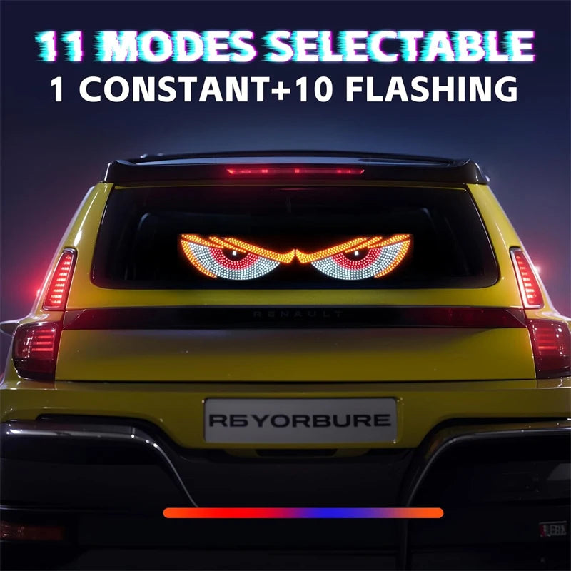 USB Dynamic Devil Eyes Light Car Windshield Dynamic LED Matrix Panel Screen Light for Car Truck Window Decor Lighting 11 Modes