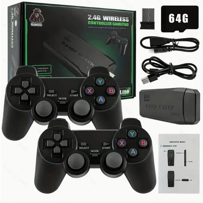 Basix 2.4G Dual Wireless Video Game Stick Joystick Console Gaming Stick 4K 20000+ Gaming 64GB Retro Gaming Thanksgiving Gift