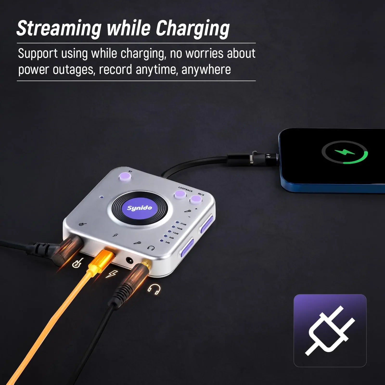 Synido Live Dock A10/A20 Audio Adapter with USB-C Music Recording Portable Audio Interface for iPhone Android Phones PC computer