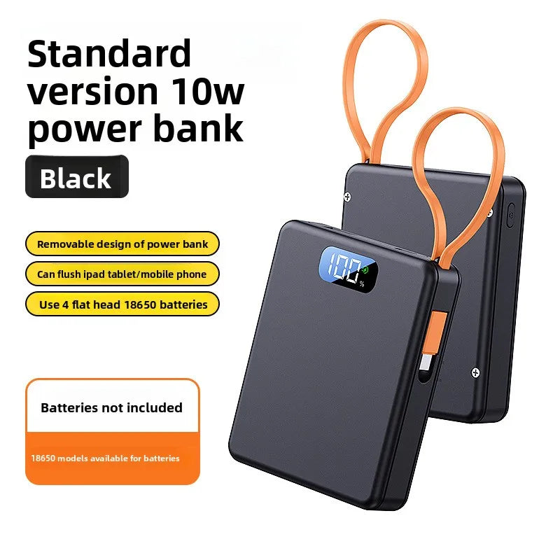 4*18650 Power Bank Cases 10W Battery Holder Portable 22.5W Type C Fast Charging Shell for iPhone Xiaomi With Charging Cable