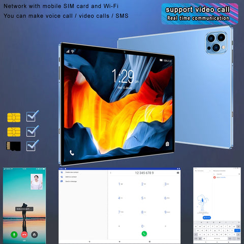 New 10.1 Inch Tablets Octa Core 4GB RAM 64GB ROM Dual SIM Cards 3G Phone Call WiFi Bluetooth Google Play Tablet Pc Android 13