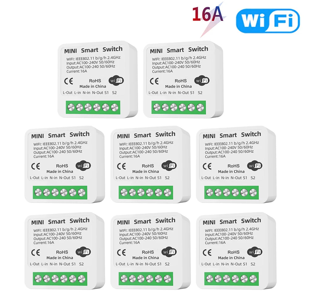 16A Tuya WiFi Smart Switch 2-way Control with Energy Monitor Switch Mini Smart Breaker Smart Life Control  Alexa Via Google Home