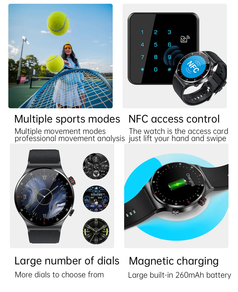 GPS ECG+PPG Bluetooth Call Smart Watch Men 2025 Sports Bracelet NFC Waterproof Custom Watch Face Men SmartWatch For IOS Android