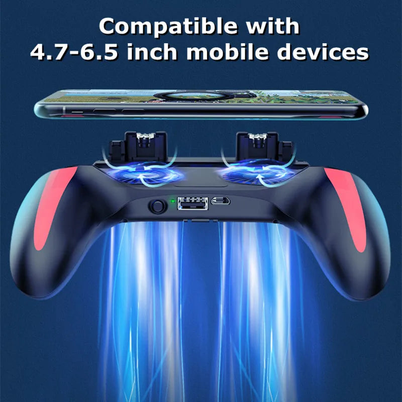 H10 4 Fingers Mobile Phone Game Handle with Radiator Aim Shooting Gamepad Joystick Controller for IOS Android Gaming Accessories