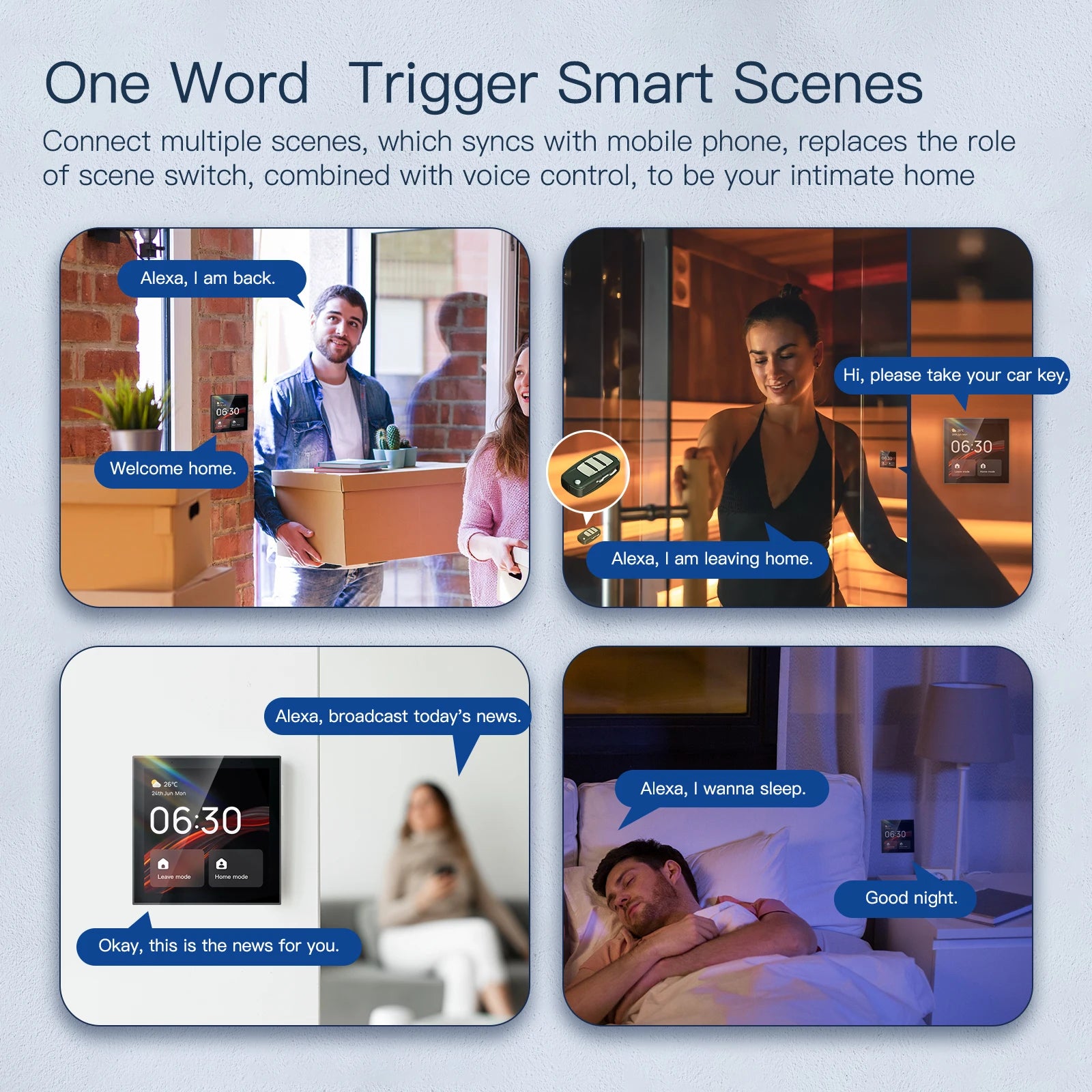 MOES Wifi Touch Center Control Panel，Tuya Screen， Bulid in Alexa Voice Control & ZigBee Gateway For Smart Scenes 4 Inches