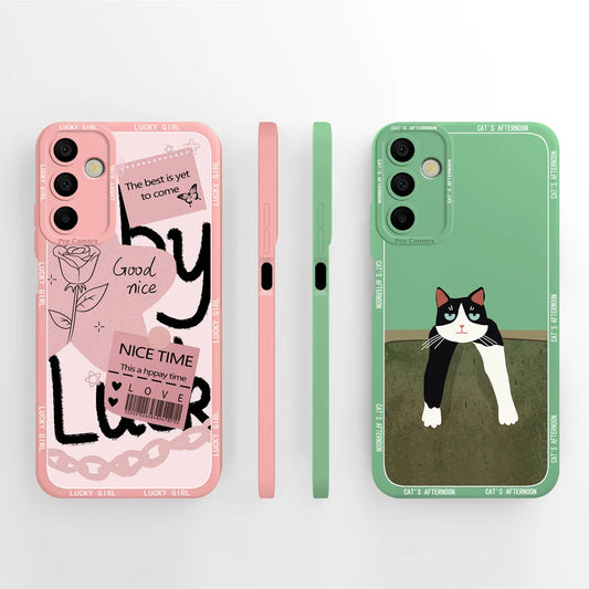 Phone Cases For Samsung Galaxy A15 Lovely Cats Camera Protection Soft Silicone Cover For SamsungGalaxy A 15 Fundas Bumper Coque
