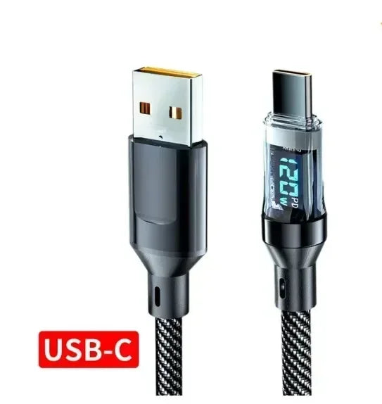120W Dual USB C Digital Display Cable PD Fast Charging USB Type C to Type-C Cable For iPhone 15 Pro Max Plus Xiaomi Macbook iPad