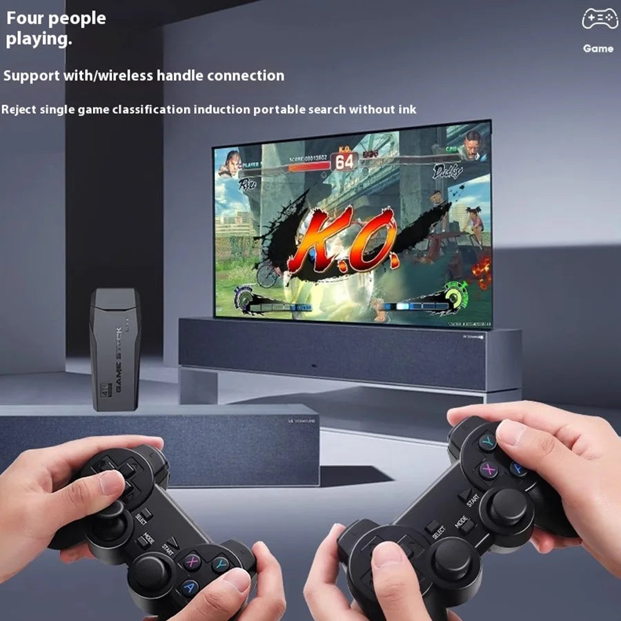 Basix 2.4G Dual Wireless Video Game Stick Joystick Console Gaming Stick 4K 20000+ Gaming 64GB Retro Gaming Thanksgiving Gift
