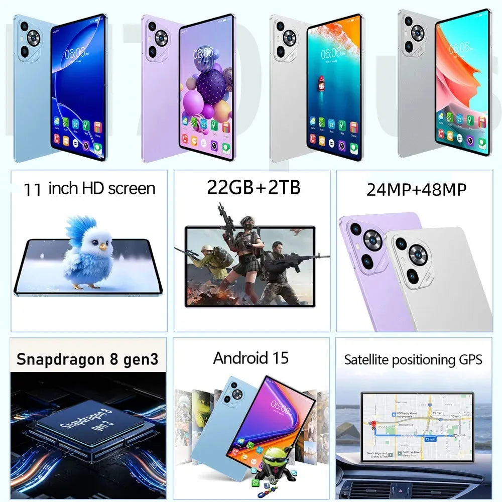 New Tablet Pad 16 Pro 11 inch Android 22GB+2TB Tablets 20000mah Battery Global Version 4G 5G Dual SIM WIFI Tab Kids Tablet PC