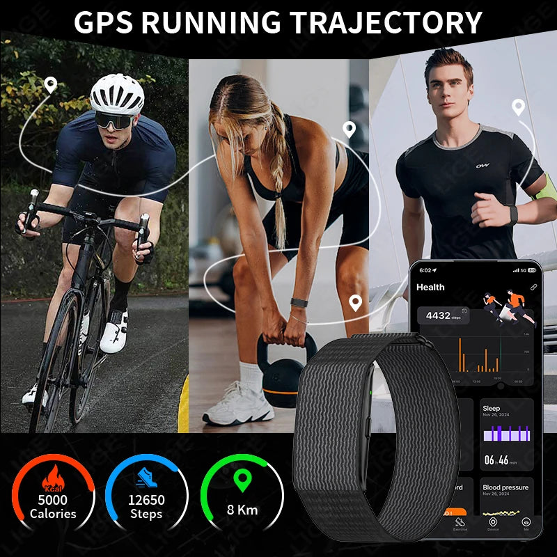 LIGE New GPS Sports Smart Bracelet Men AI Healthy Blood Pressure Fitness Tracker Pedometer Call Reminder Smartwatch Band Women