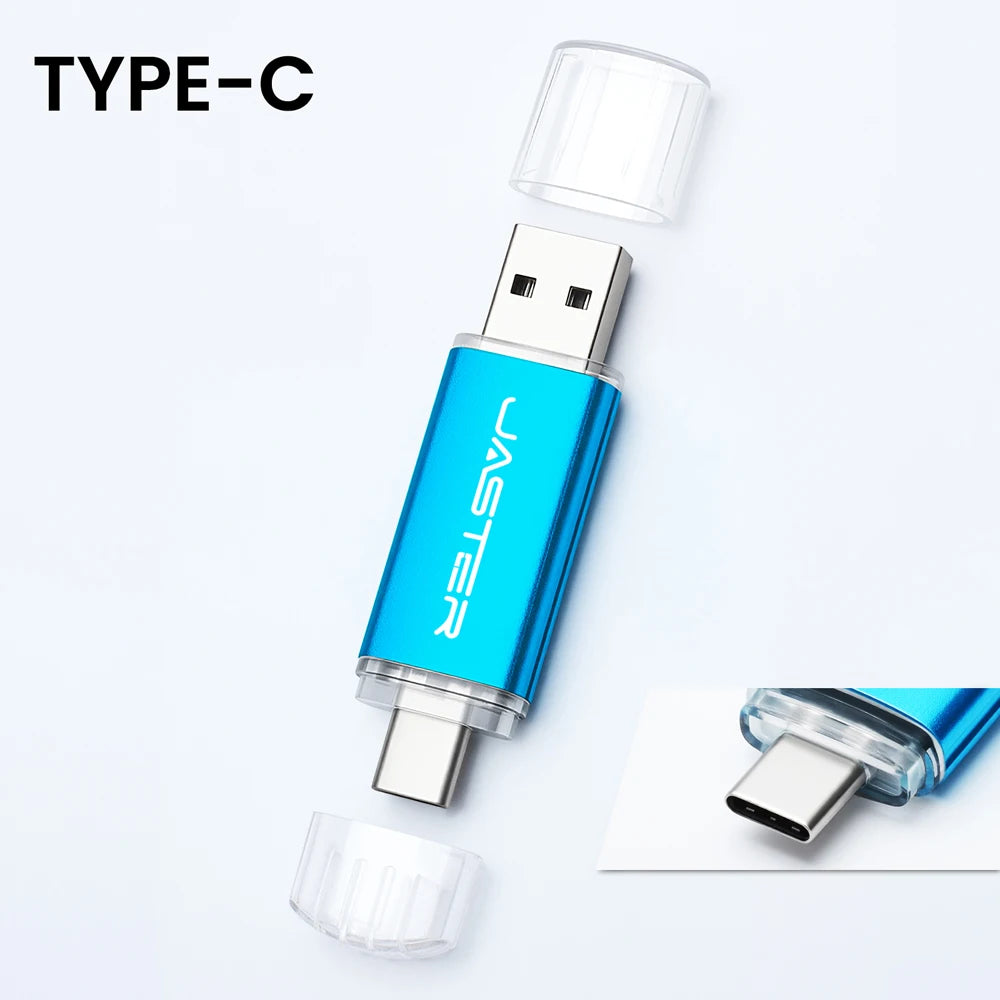 High speed TYPE C 2in1 USB flash drive 128GB 64GB 32GB metal Pen drive smart phone Car TV USB stick 4GB 8GB 16GB Creative gift