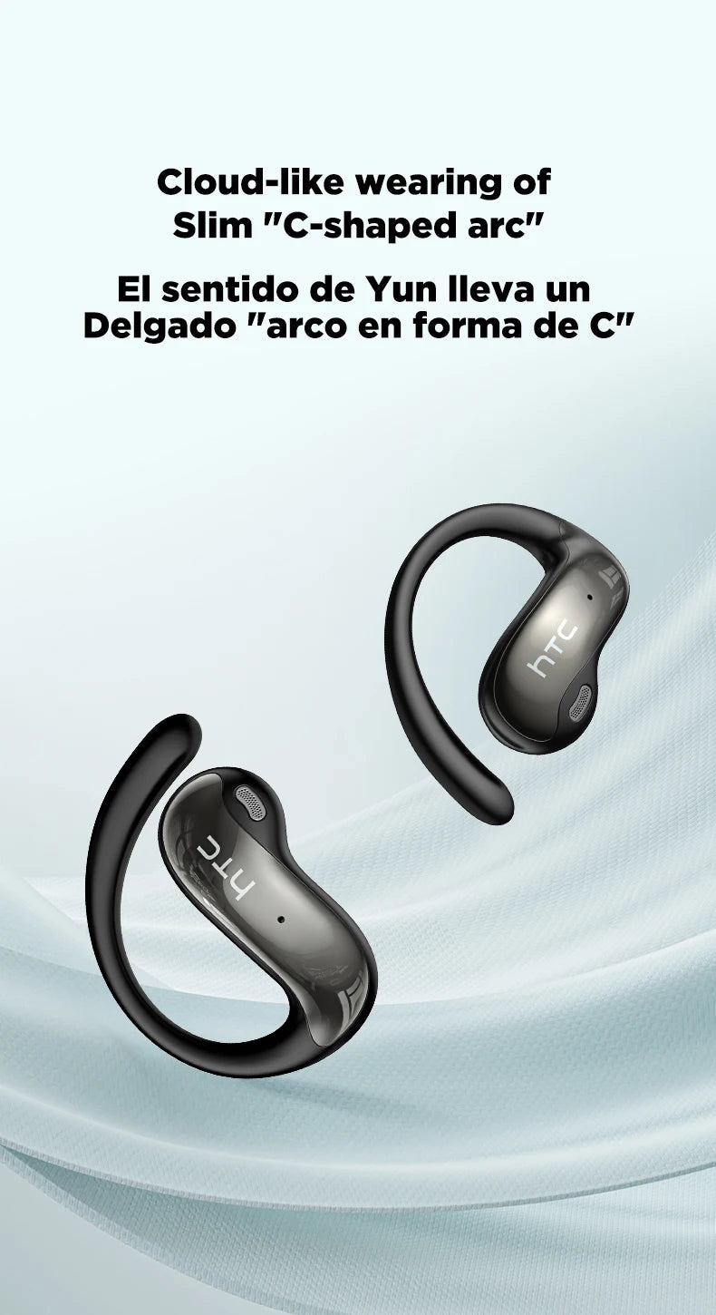 HTC NE19 Bluetooth Earphones AI OWS Sports Wireless Headphones with Mic Powerful Bass AI Translator Earbuds Waterproof Long Life