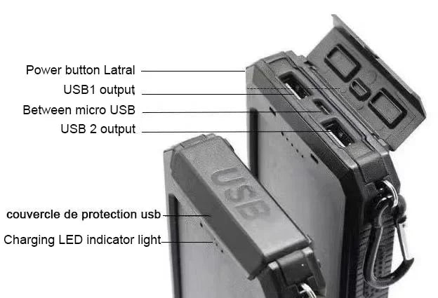 Real Capacity 200000mAh  Large Capacity Solar Power Bank New Portable With Lanyard Compass External Battery Outdoor Camping