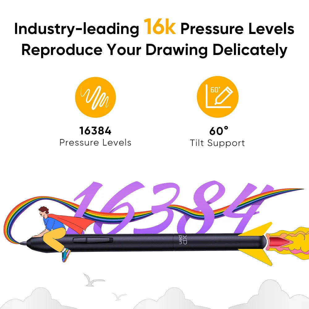 XPPen Deco 640 Graphics Tablet 16K Pressure Levels 16x9cm Drawing Area with 8 Keys 60 Tilt for OSU Game Android Windows Mac