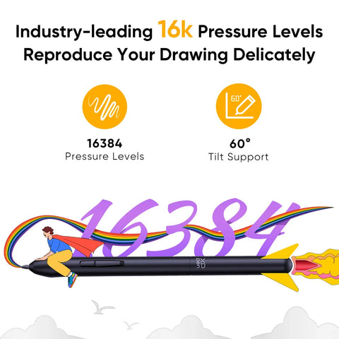 XPPen Deco 640 Graphics Tablet 16K Pressure Levels 16x9cm Drawing Area with 8 Keys 60 Tilt for OSU Game Android Windows Mac