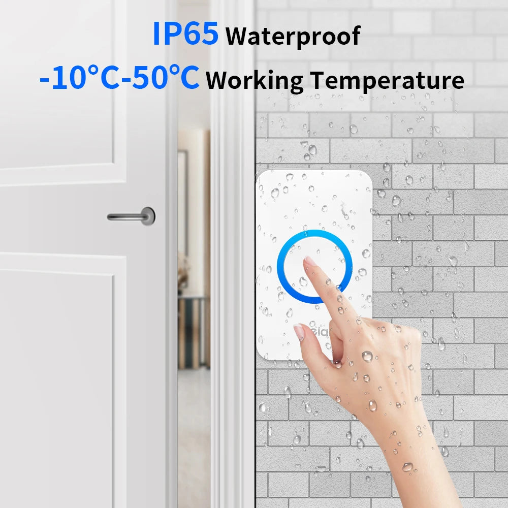 Meian-Smart Home Doorbell, Wireless Outdoor Doorbell, IP65 Waterproof Door Bell, 60 Songs, Smart Security Alarm, Door Bell Chime
