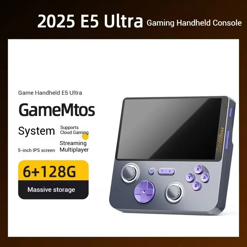 GAMEMT E5 Ultra Gaming Console Hall-Effect Joystick Handheld 5" 1280*720 60Hz IPS Touch Screen 5000mAh Portable Android Consoles