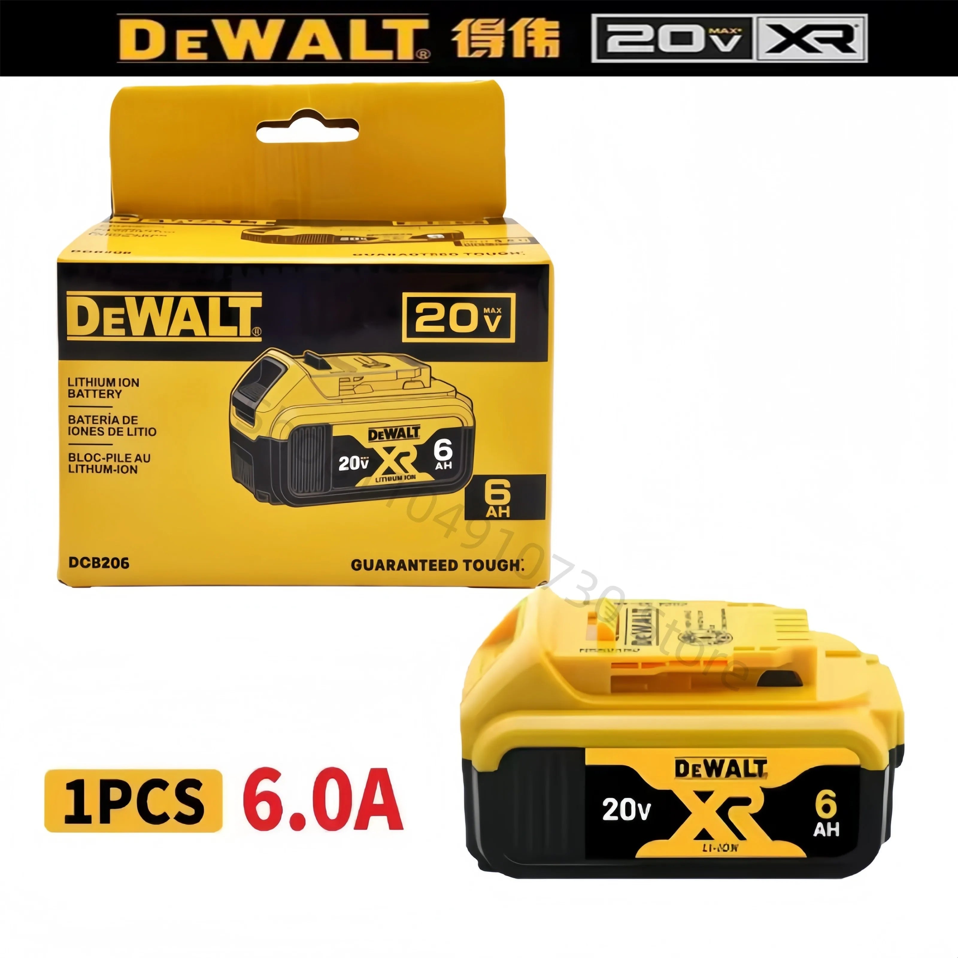100% Original 20V 6.0Ah MAX Battery Power Tool Replacement for DeWalt DCB184 DCB181 DCB182 DCB200 20V  6A 18Volt 20v Battery.