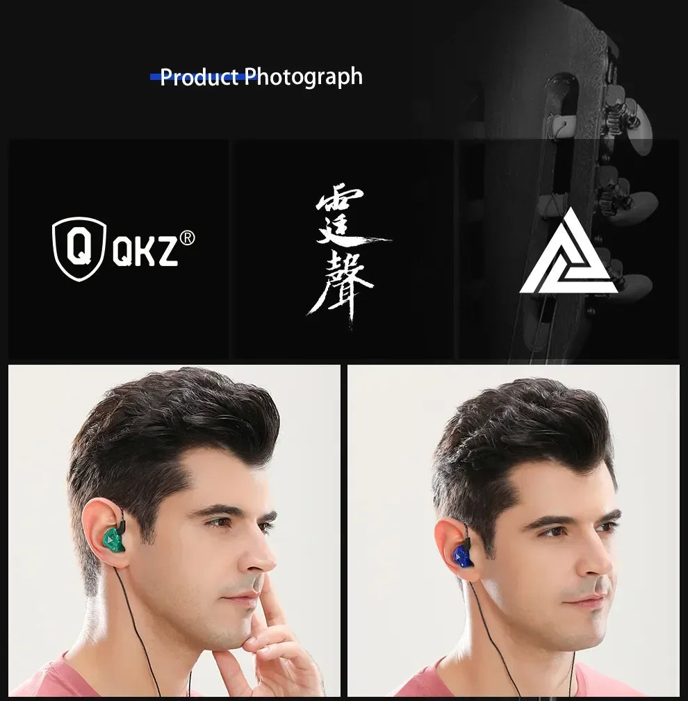 Genuine QKZ AK6 Gaming Headset Gamer Headphones 3.5mm Cable Ear Phones Noise Reduction Hands Free Wired Earphones For Sports