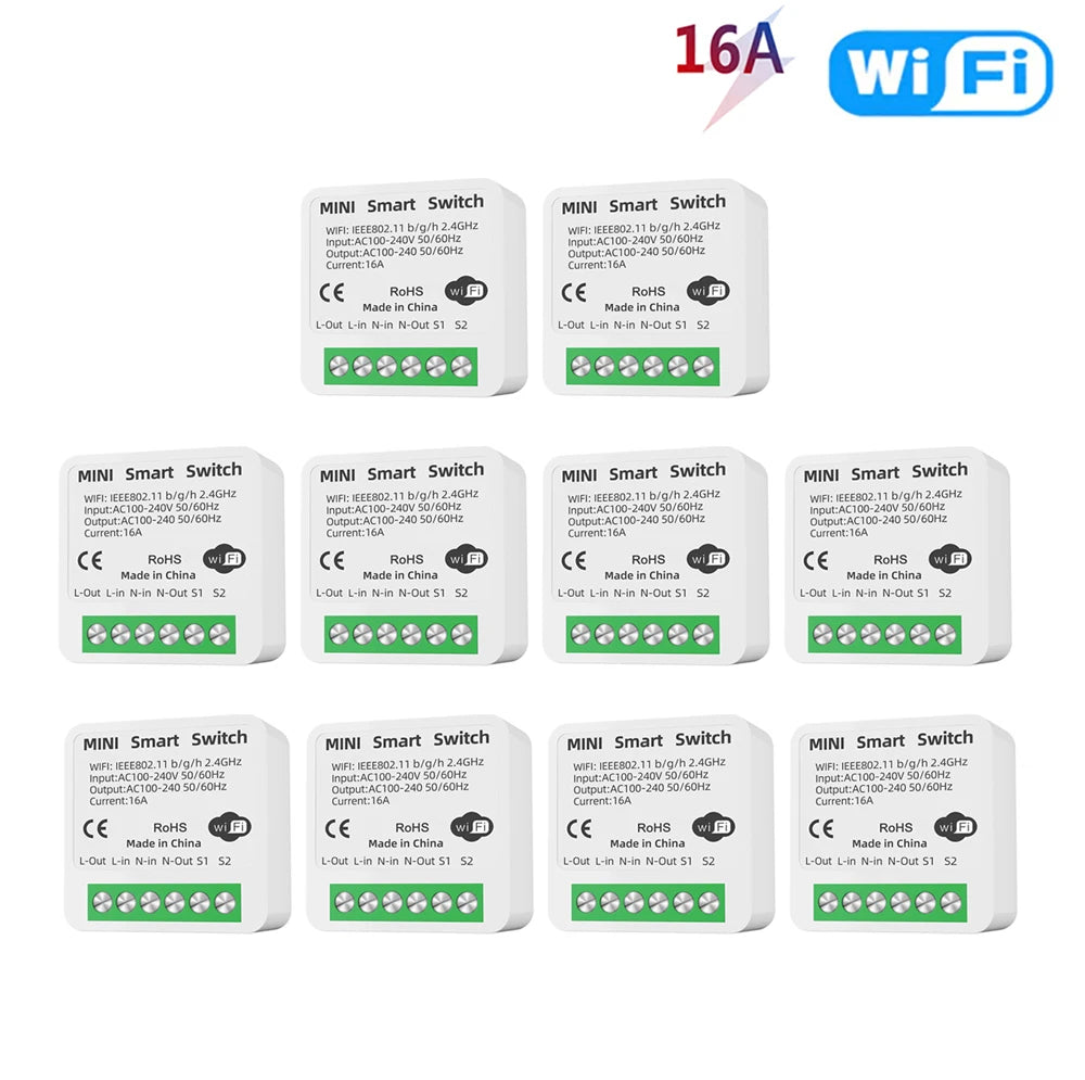 16A Tuya WiFi Smart Switch 2-way Control with Energy Monitor Switch Mini Smart Breaker Smart Life Control  Alexa Via Google Home