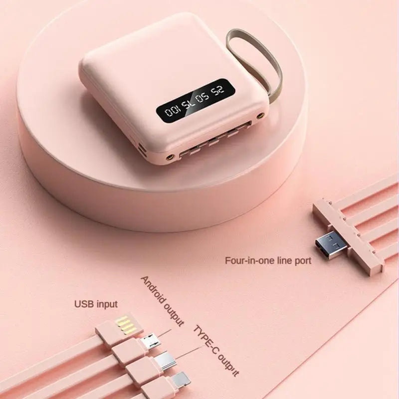 Mirror Screen Mini Fast Charge Large Capacity 20000 MAh Fast Charging Power Bank Sharing With Cable Mobile Power Supply